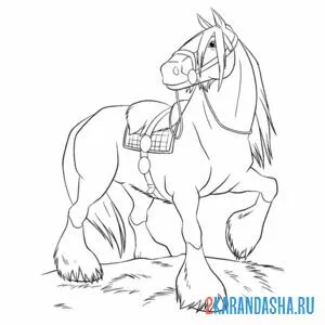 Раскраска конь богатыря онлайн