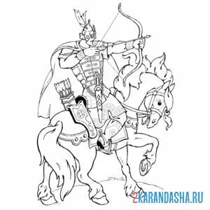 Раскраска богатырь сильный на коне онлайн