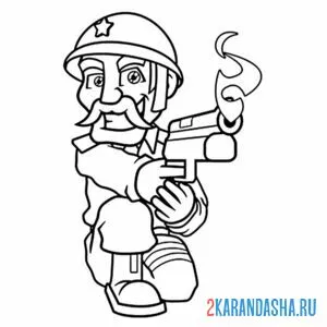 Раскраска мультяшный солдат онлайн