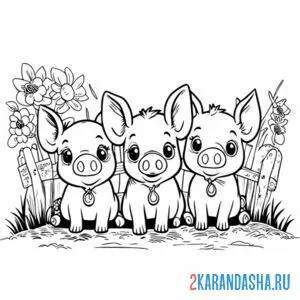 Раскраска милые свинки онлайн