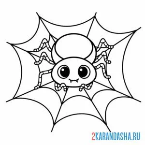Раскраска паук каваи онлайн