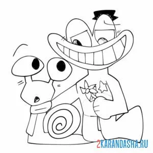 Раскраска персонажи гарден банбан улыбка онлайн