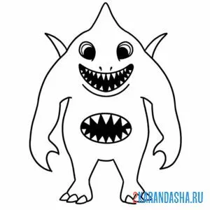 Раскраска sharky clee гарден банбан онлайн