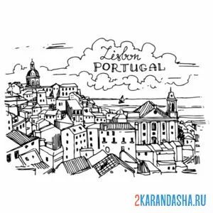 Распечатать раскраску лиссабон в португалии на А4