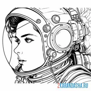 Распечатать раскраску лицо красивого космонавтра на А4