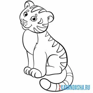 Раскраска тигр игривый онлайн