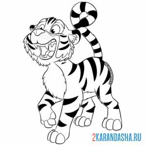 Онлайн раскраска тигр рычит