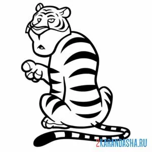 Раскраска тигр спиной онлайн