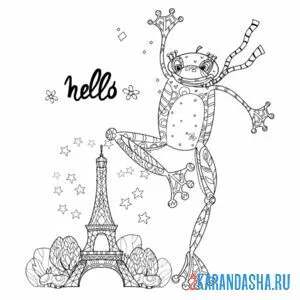 Раскраска лягушка в париже онлайн