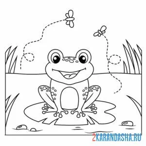 Раскраска лягушка на озере онлайн