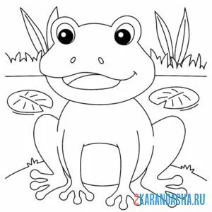 Раскраска лягушка квакает в пруду онлайн