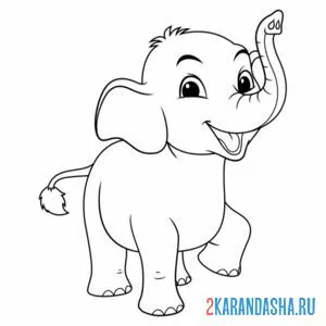 Раскраска молодой слоненок онлайн
