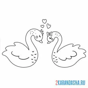 Раскраска лебединая любовь онлайн