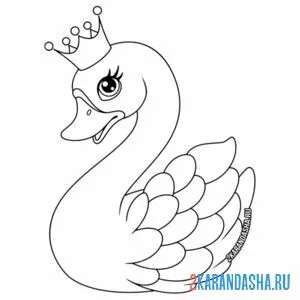 Раскраска лебедь-принцесса онлайн