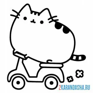 Раскраска кот пушин на скутере онлайн
