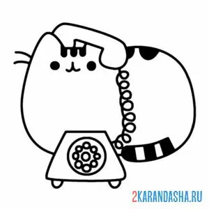Раскраска телефон и кот пушин онлайн