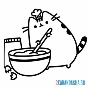 Раскраска кот пушин повар онлайн