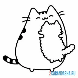 Раскраска кот пушин обнимашки онлайн