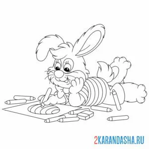 Раскраска заяц рисует онлайн