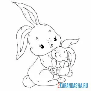 Раскраска мама и малыш зайка онлайн