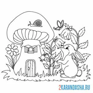 Раскраска дом зайца онлайн