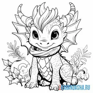 Раскраска дракон в шарфе онлайн
