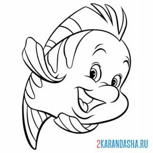 Распечатать раскраску флаундер счастливая рыбка на А4
