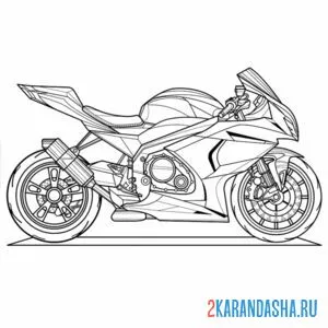 Распечатать раскраску спортивный мотоцикл на А4