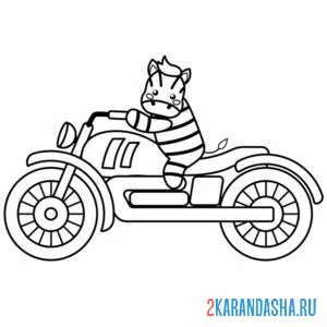 Раскраска зебра на мотоцикле онлайн