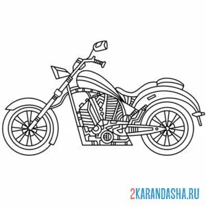 Распечатать раскраску дорожный мотоцикл на А4
