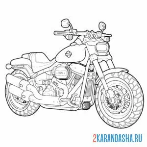 Распечатать раскраску мотоцикл байкера на А4