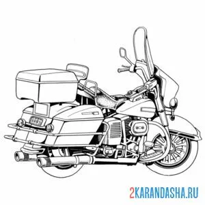 Раскраска дорожный мотоцикл для путешествий онлайн