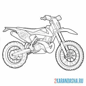 Распечатать раскраску эндуро мотоцикл на А4