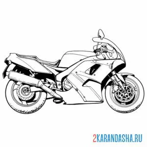 Распечатать раскраску мотоцикл гоночный спорт на А4