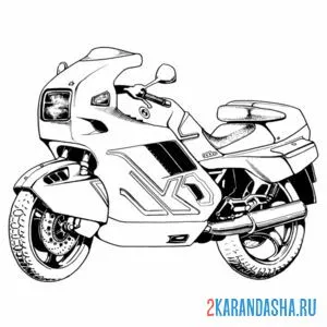 Распечатать раскраску мотоцикл с фарой на А4