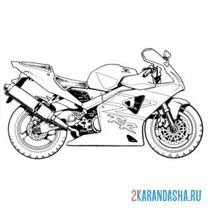 Распечатать раскраску мотоцикл honda на А4