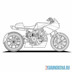 Распечатать раскраску кроссовый мотоцикл на А4