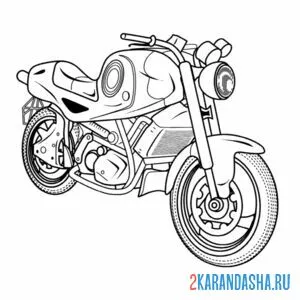 Распечатать раскраску мотоцикл для дальних путешествий на А4