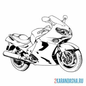 Распечатать раскраску гоночный мотоцикл для соревнования на А4