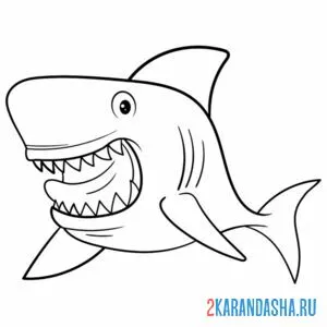 Распечатать раскраску зубы акулы на А4