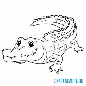 Распечатать раскраску крокодил-улыбака на А4