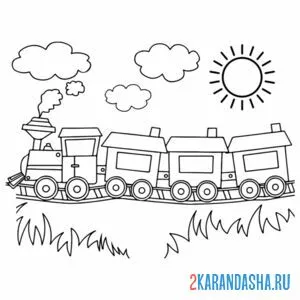 Раскраска поезд малышей онлайн