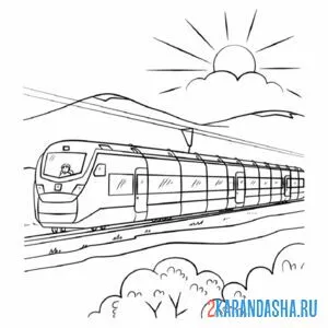 Раскраска поезд мчится к пассажирам онлайн