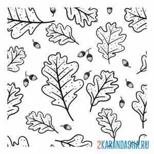 Раскраска осенний мотив листья онлайн