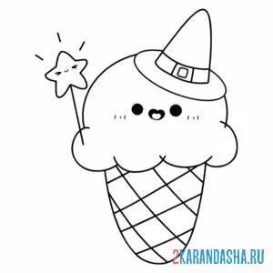 Раскраска мороженое в шляпе онлайн