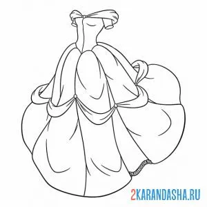 Раскраска бальное платье принцессы онлайн