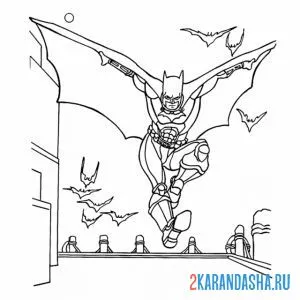 Раскраска бэтмен и летучие мыши онлайн