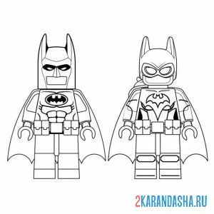 Распечатать раскраску бэтмен лего супергерой на А4