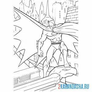 Распечатать раскраску бэтмен супергерой на А4