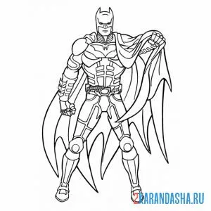 Распечатать раскраску бэтмен супергерой человек на А4